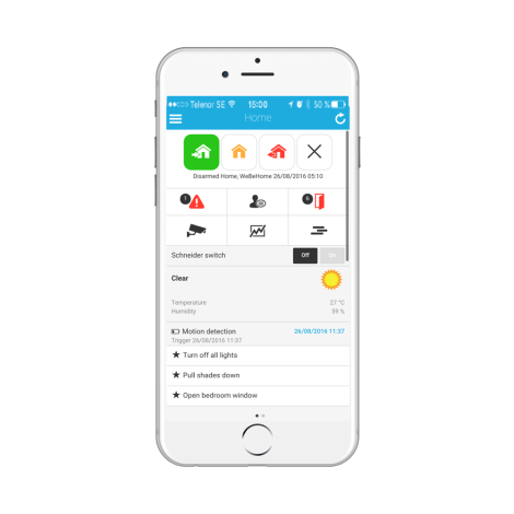 WeBeHome App, main page
